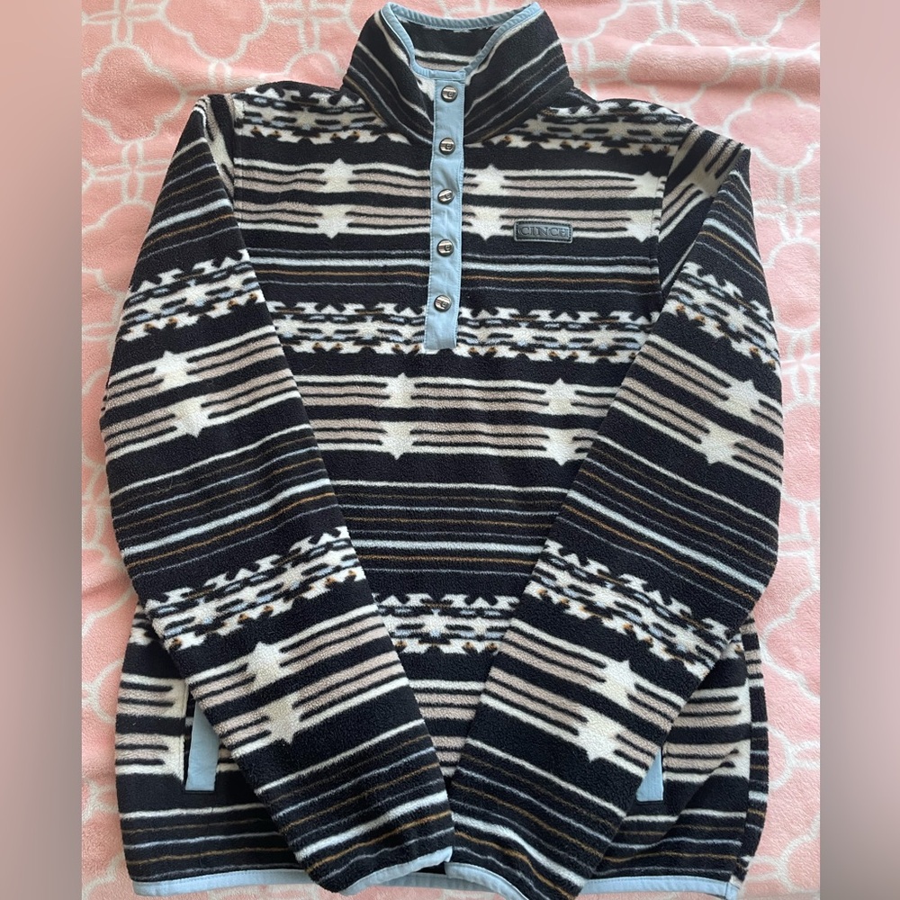 Cinch Black And Cream Patterned Pullover - image 1